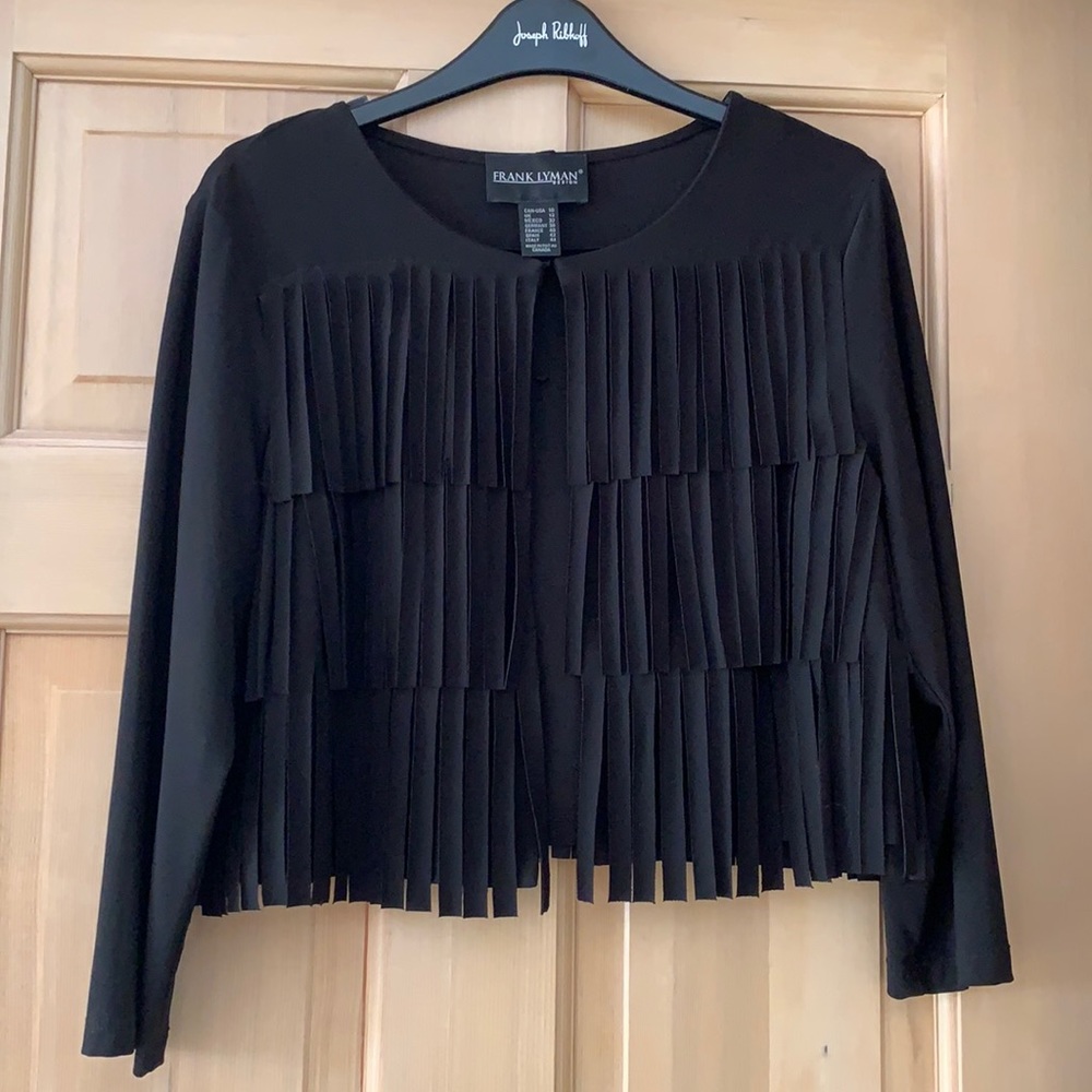 NWOT - Frank Lyman Black Fringe Shrug
